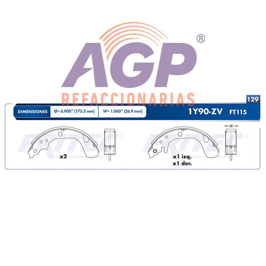 BALATA TAMBOR TRASERA SUZUKI CIAZ GLE 4L 1.4 LTS 2022 CIAZ GLE+ 4L 1.4 LTS 2022-2023 CIAZ GLX 4L 1.4 LTS 2021-2023 SUZUKI TRUCK ERTIGA GLS 4L 1.5 LTS 2019 ERTIGA GLX 4L 1.5 LTS 2019 =FT115 ()