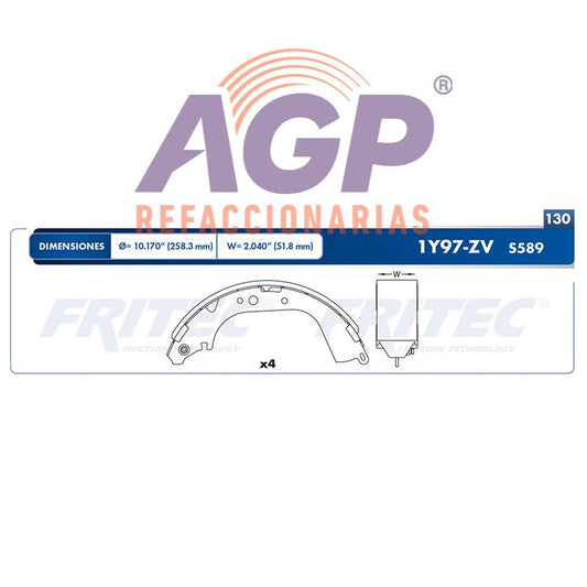 BALATA TAMBOR TRASERA TOYOTA TRUCK HIACE 2013-2014 =S589 ()