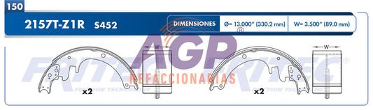 BALATA TAMBOR TRASERA CHEVROLET TRUCK C3500 2000-2001 C3500 1990-1991 2WD MICROBUS 1991-1996 C30 1980-1985 2WD =S452 ()
