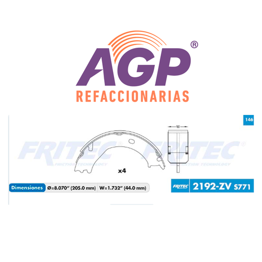 BALATA TAMBOR ESTACIONAMIENTO TRASERA DODGE TRUCK RAM 1500 2007-2008 RAM 2500 2006-2010 RAM 3500 2006-2010 FORD F-350 SUPER DUTY 2005-2012 =S854 ()