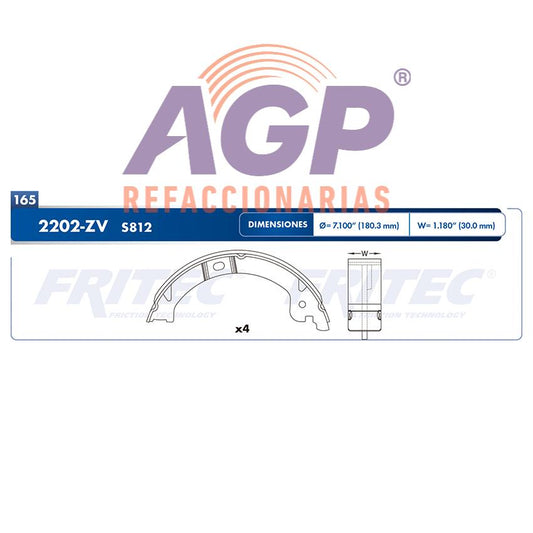 BALATA TAMBOR ESTACIONAMIENTO TRASERA CHRYSLER TRUCK TOWN & COUNTRY 2001-2007 DODGE TRUCK CARAVAN 2001-2002 GRAND CARAVAN 2001-2007 =S812 ()