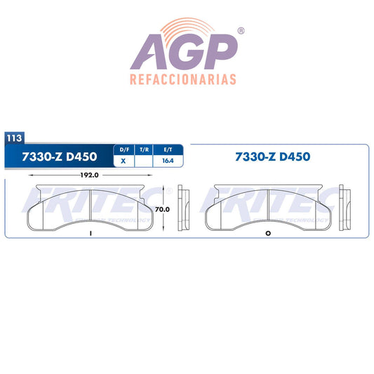 BALATA  DELANTERA FORD TRUCK E-250 ECONOLINE 1985-1991, FORD TRUCK E-350 ECONO (FRI-SHD7330Z) - REFACCIONARIAS AGP