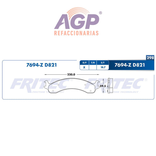 BALATA  DELANTERA DODGE TRUCK RAM 2500 2001-2002, DODGE TRUCK RAM 3500 2001-20 (FRI-SHD7694Z)