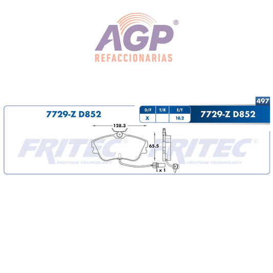 BALATA  DELANTERA VOLKSWAGEN TRUCK EUROVAN 2001-2004, VOLKSWAGEN TRUCK PANEL 2 (FRI-SHD7729Z)