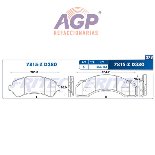 BALATA  DELANTERATRASERA CHEVROLET TRUCK C3500 1994-2002 (FRI-SHD7815Z)