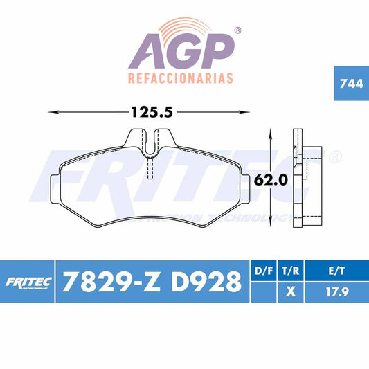 BALATA  TRASERA DODGE TRUCK SPRINTER 2500 2004-2004, DODGE TRUCK SPRINTER 25 (FRI-SHD7829Z) - REFACCIONARIAS AGP