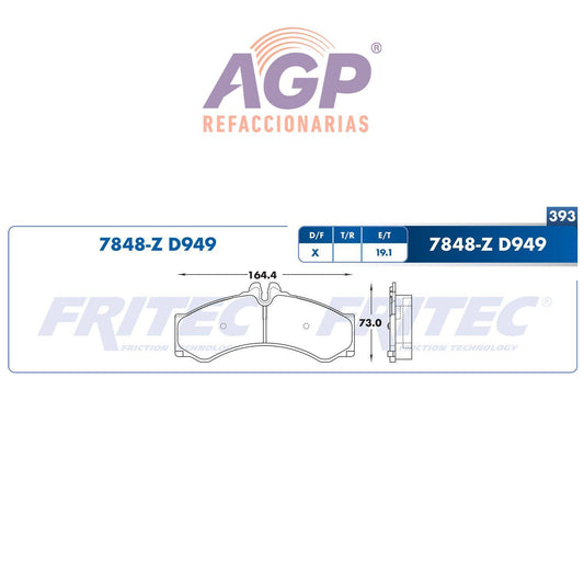 BALATA  DELANTERA DODGE TRUCK SPRINTER 2500 2004-2004, DODGE TRUCK SPRINTER 35 (FRI-SHD7848Z) - REFACCIONARIAS AGP