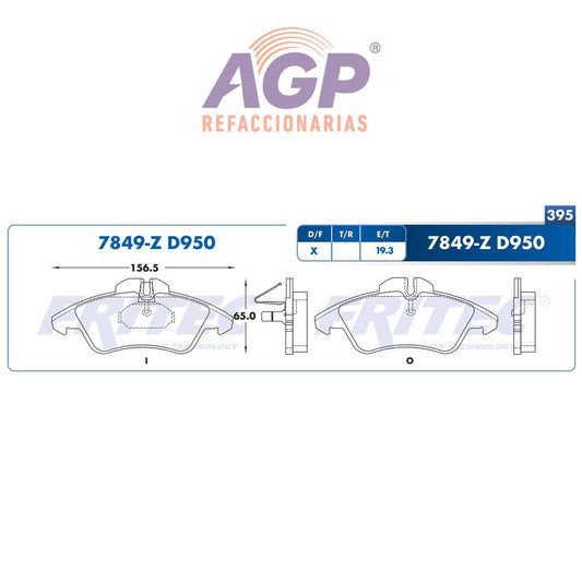 BALATA  DELANTERA DODGE TRUCK SPRINTER 2500 HEAVY DUTY 2006-2006, DODGE TRUCK  (FRI-SHD7849Z)