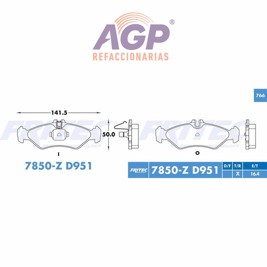 BALATA  TRASERA MERCEDES BENZ TRUCK SPRINTER BOX VAN 2002-2005, (FRI-SHD7850Z) - REFACCIONARIAS AGP