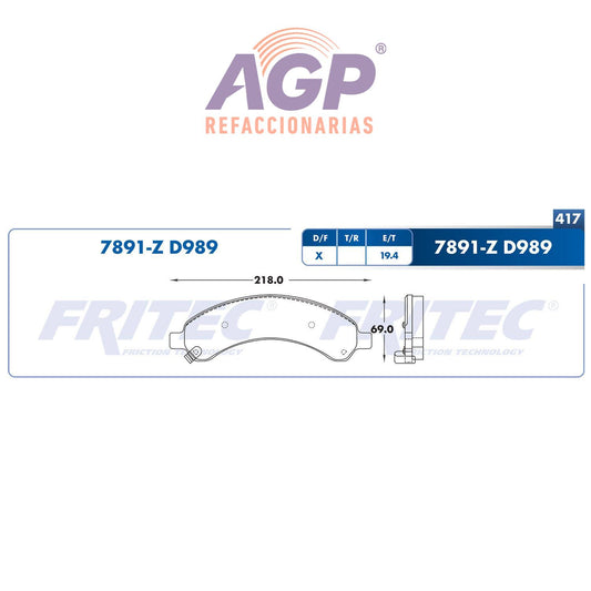 BALATA  TRASERA CHEVROLET TRUCK EXPRESS 1500 2003-2008, CHEVROLET TRUCK EXPR (FRI-SHD7891Z)