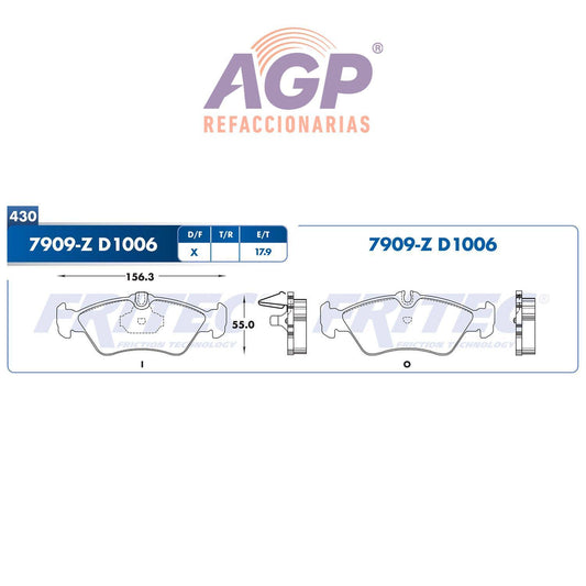 BALATA  TRASERA DODGE TRUCK SPRINTER 3500 2006-2006, MERCEDES BENZ SPRINTER  (FRI-SHD7909Z) - REFACCIONARIAS AGP