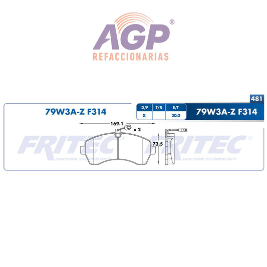 BALATA  DELANTERA DODGE SPRINTER 3500  2007-2009 MERCEDES BENZ TRUCK SPRINTER  (FRI-SHD79W3AZ)