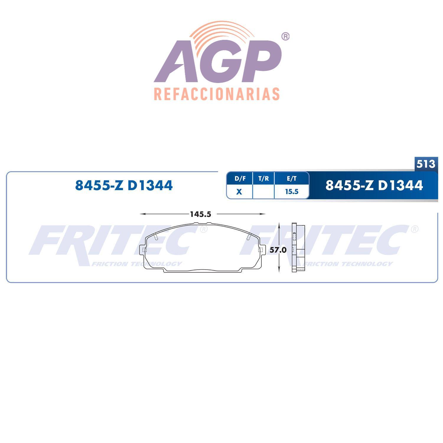 BALATA DELANTERA TOYOTA TRUCK HIACE 2006-2016 NUEVO FRI-SHD8455Z (FRI-SHD7Y30Z) - REFACCIONARIAS AGP