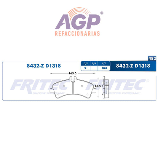 BALATA  TRASERA MERCEDES BENZ TRUCK SPRINTER 415 2007-2012, MERCEDES BENZ TR (FRI-SHD8432Z)