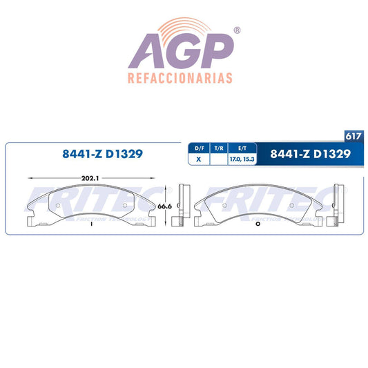 BALATA  TRASERA FORD TRUCK E-150 2008-2014, FORD TRUCK E-250 2008-2013, FORD (FRI-SHD8441Z) - REFACCIONARIAS AGP