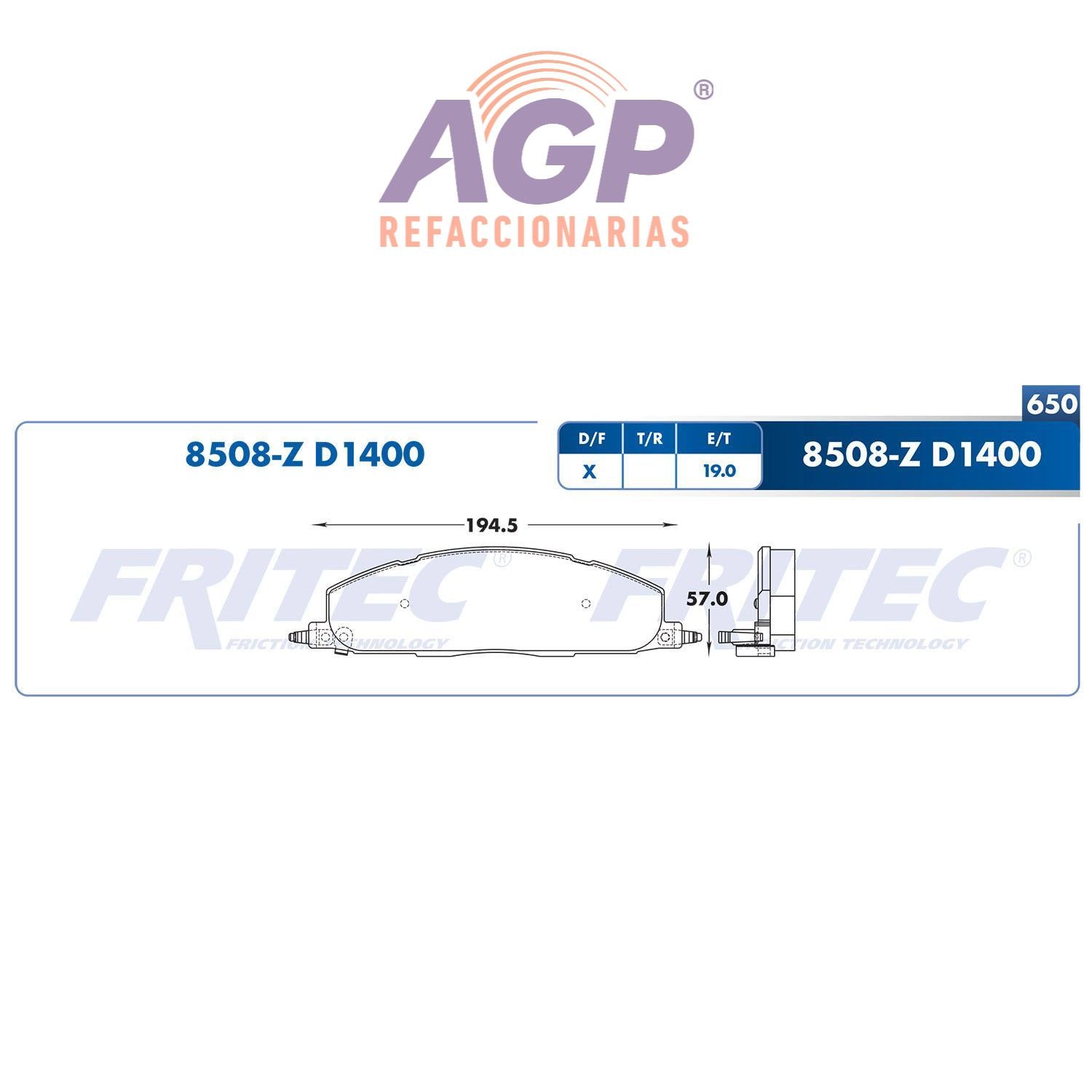 BALATA  TRASERA DODGE TRUCK RAM 2500 2009-2015, DODGE TRUCK RAM 3500 2009-20 (FRI-SHD8508Z) - REFACCIONARIAS AGP