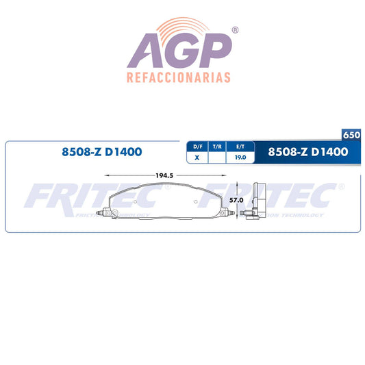 BALATA  TRASERA DODGE TRUCK RAM 2500 2009-2015, DODGE TRUCK RAM 3500 2009-20 (FRI-SHD8508Z) - REFACCIONARIAS AGP