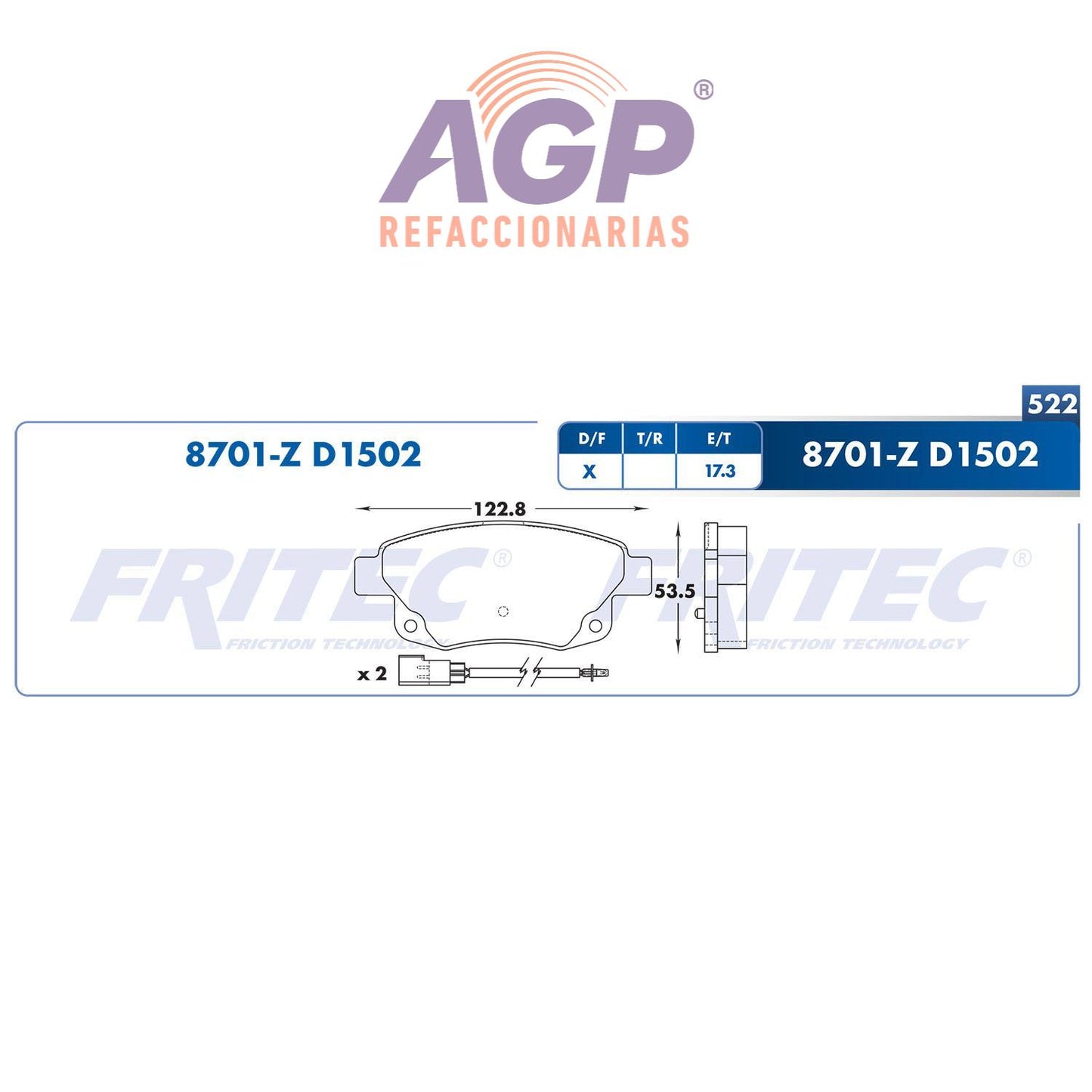 BALATA  TRASERA FORD TRUCK TRANSIT 2008-2012 (FRI-SHD8701Z)