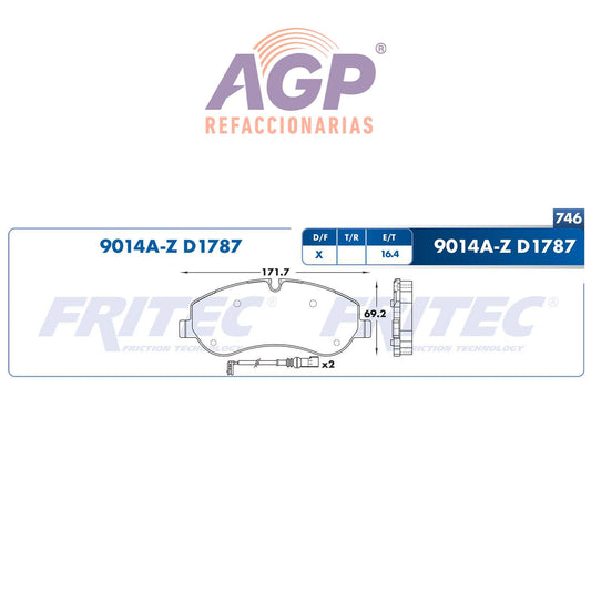 BALATA  TRASERA FORD TRUCK TRANSIT CUSTOM 14-16 (FRI-SHD9013Z)