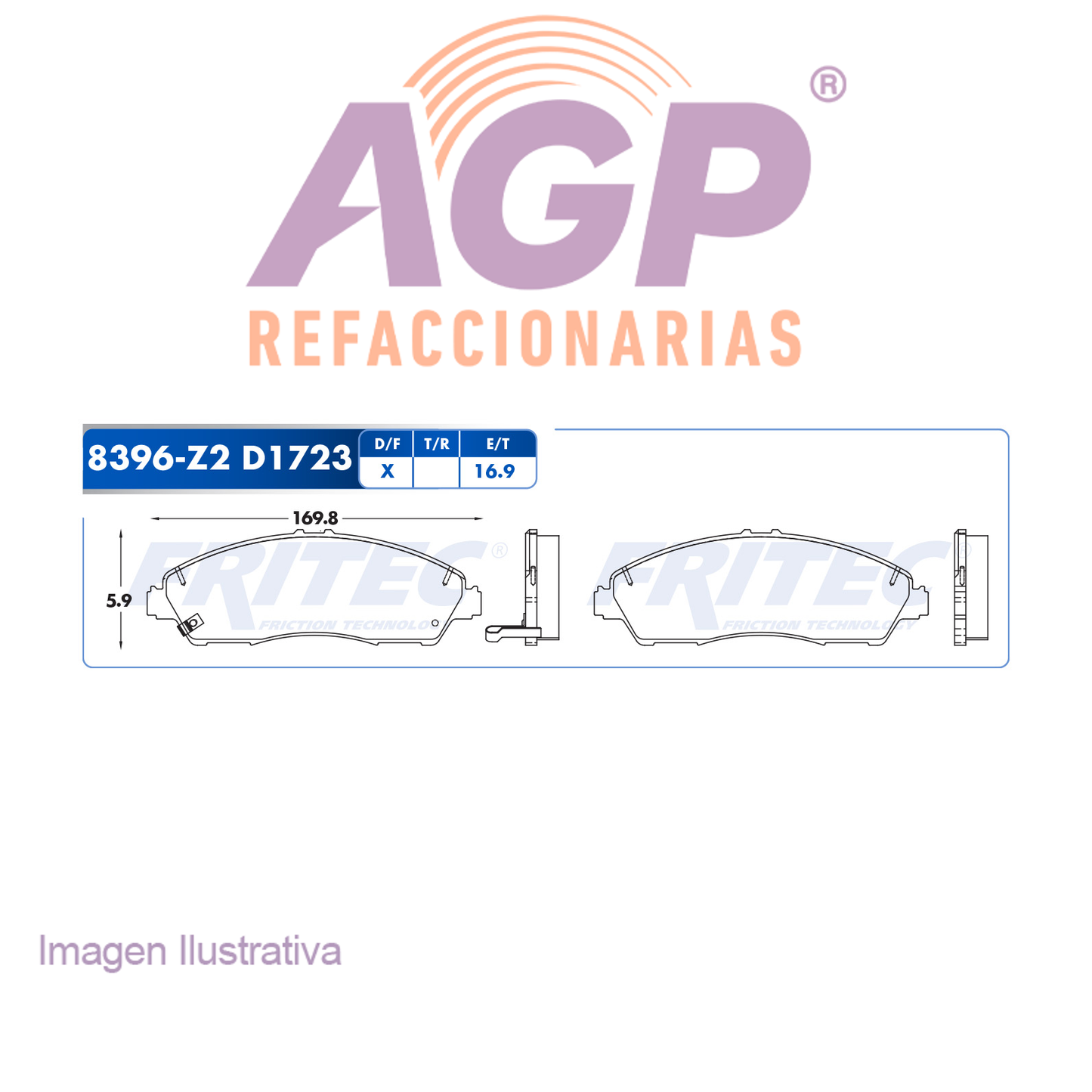 BALATA DELANTERA ACURA MDX 2017-2019, HONDA PILOT 2016-2018
