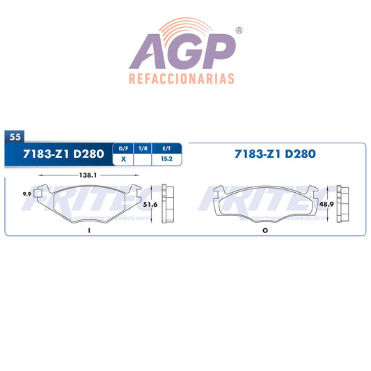 BALATA  DELANTERA VOLKSWAGEN ATLANTIC 1986-1991, VOLKSWAGEN CORSAR 1986-1991,  (FRI-SPC7183Z1)