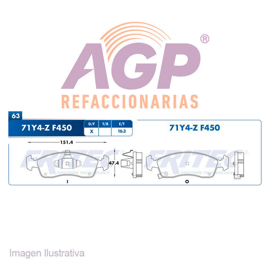 BALATA  DELANTERA FIAT UNO 2014 - 2015 (FRI-SPC71Y4Z)