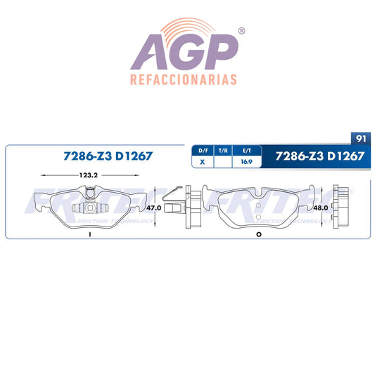BALATA  TRASERA BMW 125I 2011, BMW 128I 08-13, BMW 323I 10-11, BMW 328I 07-1 (FRI-SPC7286Z3)