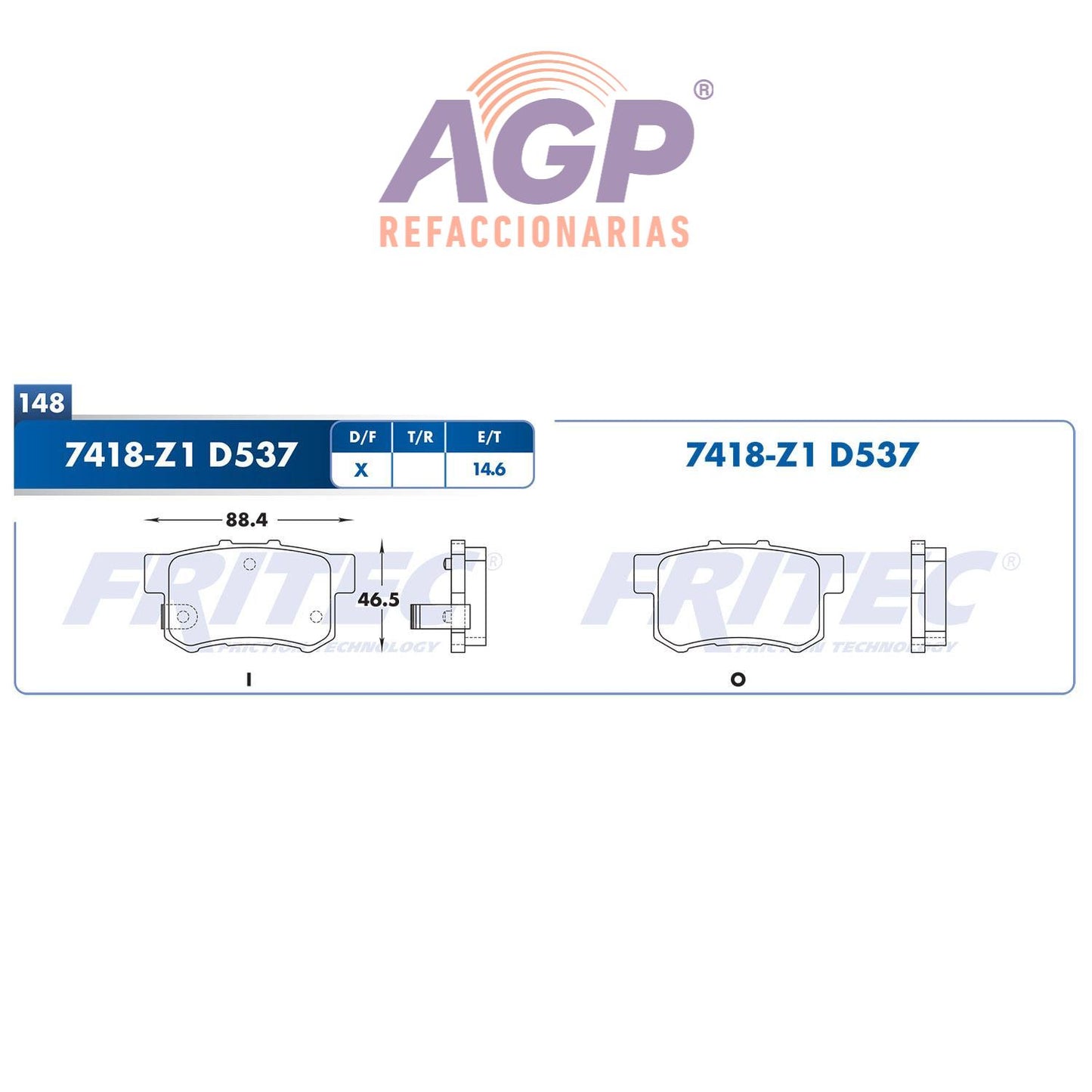 BALATA  TRASERA ACURA ILX 2013-2015, ACURA ILX HYBRID 2013-2013, ACURA INTEG (FRI-SPC7418Z1)