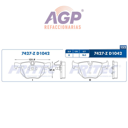 BALATA  TRASERA BMW X5 3.0I 2007-2008, X5 XDRIVE 30I 2009-2016, X5 XDRIVE 35 (FRI-SPC7427Z)
