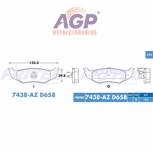 BALATA  TRASERA CHRYSLER 300M 1999-2004, CHRYSLER CONCORDE 1995-2004, CHRYSL (FRI-SPC7438AZ)