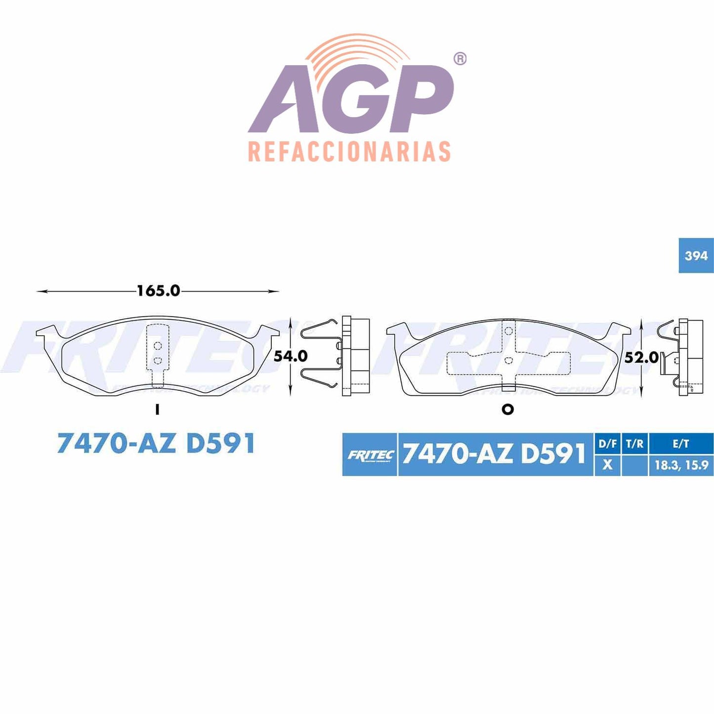 BALATA  DELANTERA CHRYSLER CONCORDE 1992-1997, CHRYSLER INTREPID 1993-1997, CH (FRI-SPC7470AZ)