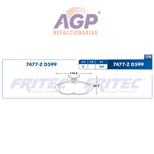 BALATA  TRASERA FORD COUGAR 1993-1997, FORD THUNDERBIRD 1993-1997, FORD THUN (FRI-SPC7477Z)