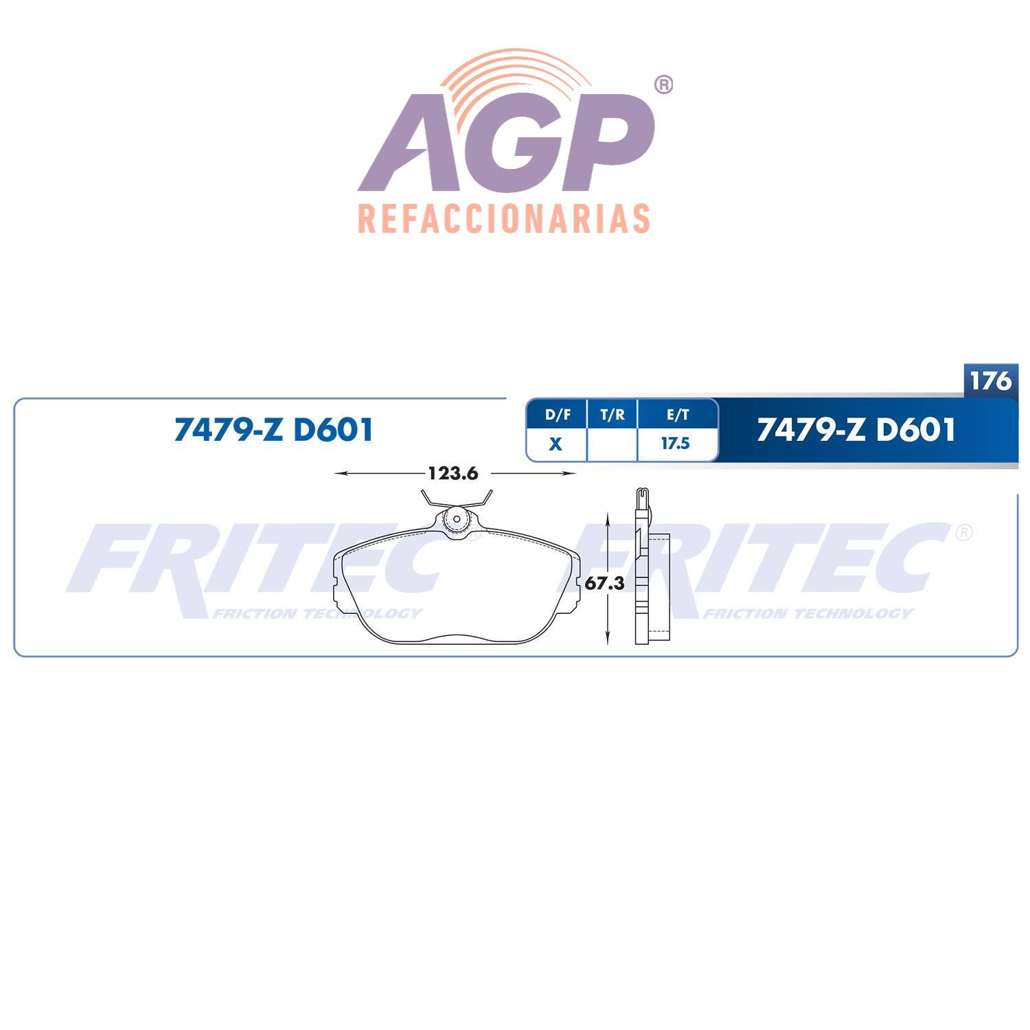BALATA  DELANTERA CHEVROLET TRUCK VAGONETA 1996-1997, FORD SABLE 1994-2000,  F (FRI-SPC7479Z) - REFACCIONARIAS AGP