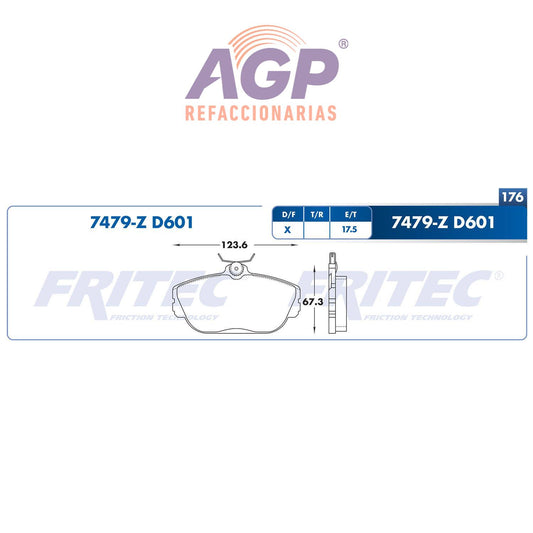 BALATA  DELANTERA CHEVROLET TRUCK VAGONETA 1996-1997, FORD SABLE 1994-2000,  F (FRI-SPC7479Z) - REFACCIONARIAS AGP
