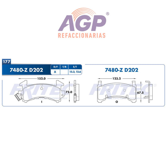 BALATA  DELANTERA CHEVROLET TRUCK S10 BLAZER 1991-1994 (FRI-SPC7480Z)