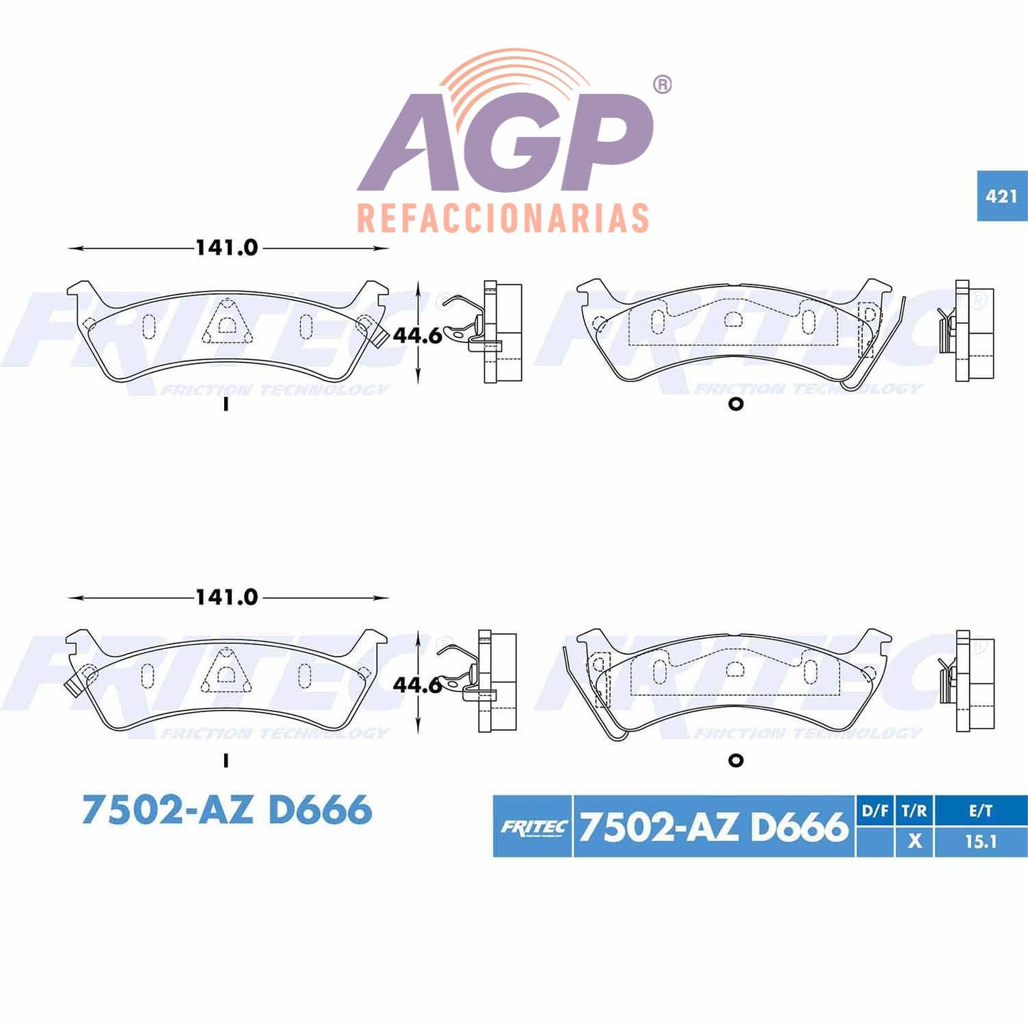 BALATA  TRASERA JEEP GRAND CHEROKEE 1995-1999, (FRI-SPC7502AZ)