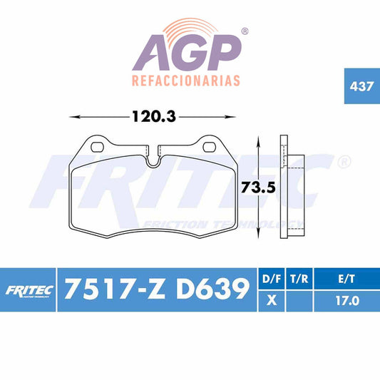 BALATA  DELANTERA BMW 840CI 1994-1997, BMW 850CI 1994-1998 (FRI-SPC7517Z)