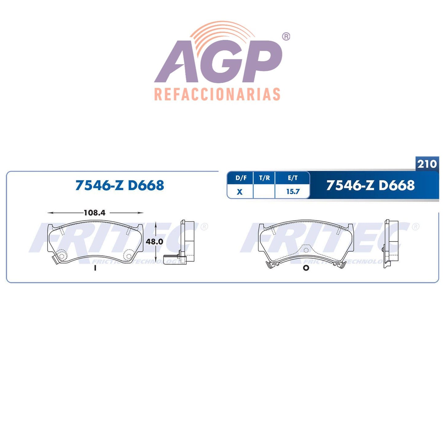BALATA  DELANTERA NISSAN 200SX 1995-1998, NISSAN SENTRA 1995-1999 (FRI-SPC7546Z)