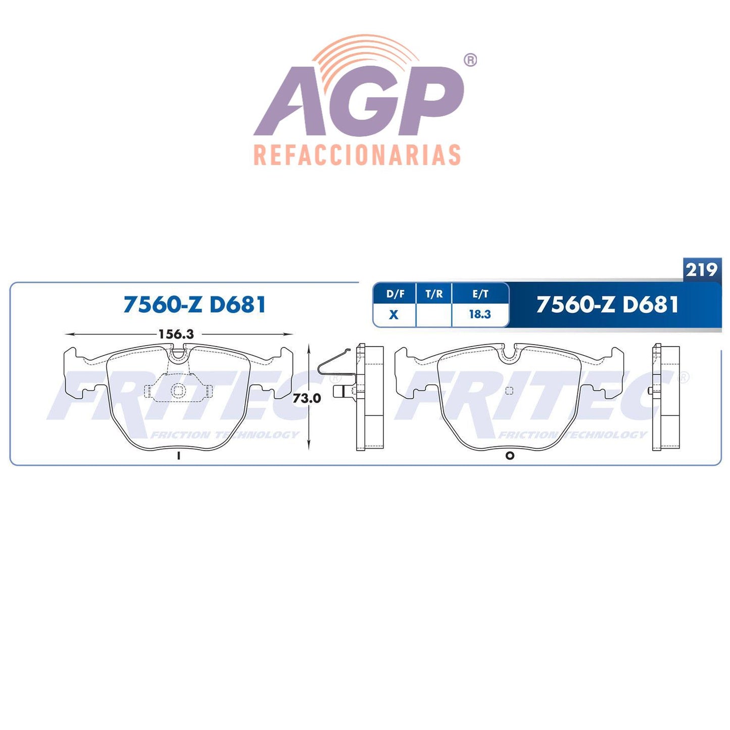 BALATA  DELANTERA BMW 530I 2001-2003, BMW 540I 1996-2003, BMW 540IT 1999-2000, (FRI-SPC7560Z)