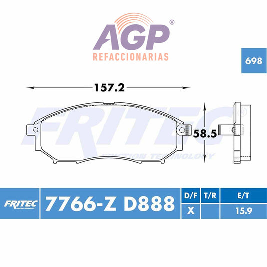 BALATA  DELANTERA INFINITI M45 2003-2004, INFINITI Q45 2002-2006 (FRI-SPC7766Z)