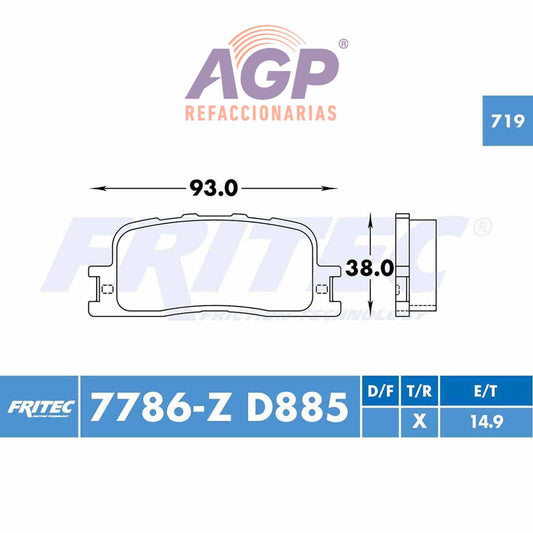 BALATA  TRASERA LEXUS ES300 2002-2003, TOYOTA CAMRY 2002-2006, (FRI-SPC7786Z)