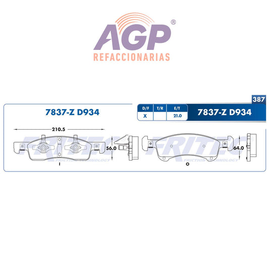 BALATA DISCO DELANTERA FORD TRUCK EXPEDITION 2003-2006 LINCOLN TRUCK NAVIGATOR 2003-2006 =D834 ()