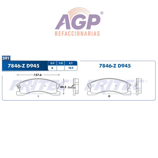 BALATA  DELANTERA JEEP GRAND CHEROKEE 1999-2004 (FRI-SPC7846Z)