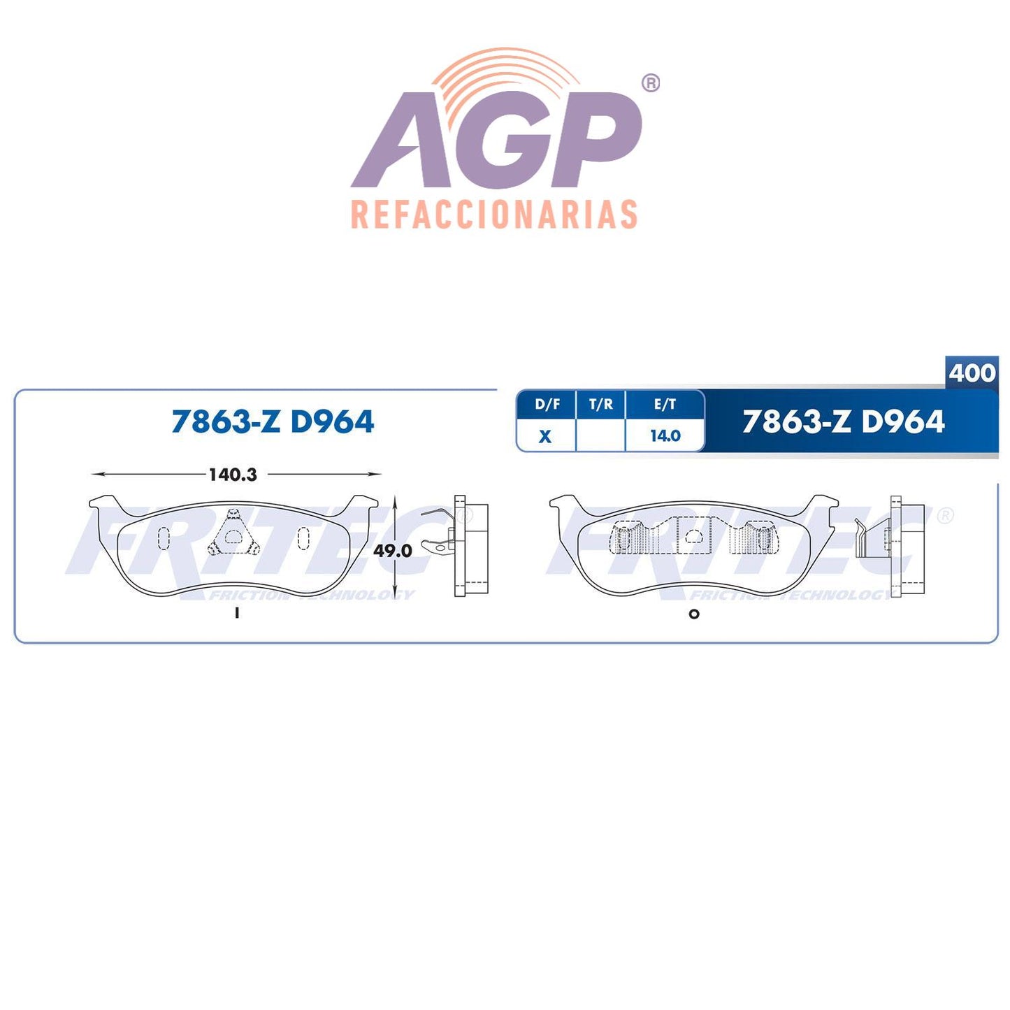 BALATA  TRASERA JEEP LIBERTY 2003-2003, JEEP WRANGLER 2003-2004, (FRI-SPC7863Z) - REFACCIONARIAS AGP