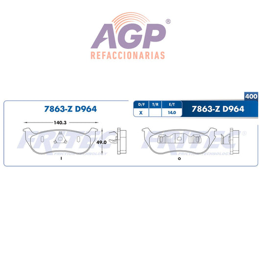 BALATA  TRASERA JEEP LIBERTY 2003-2003, JEEP WRANGLER 2003-2004, (FRI-SPC7863Z) - REFACCIONARIAS AGP