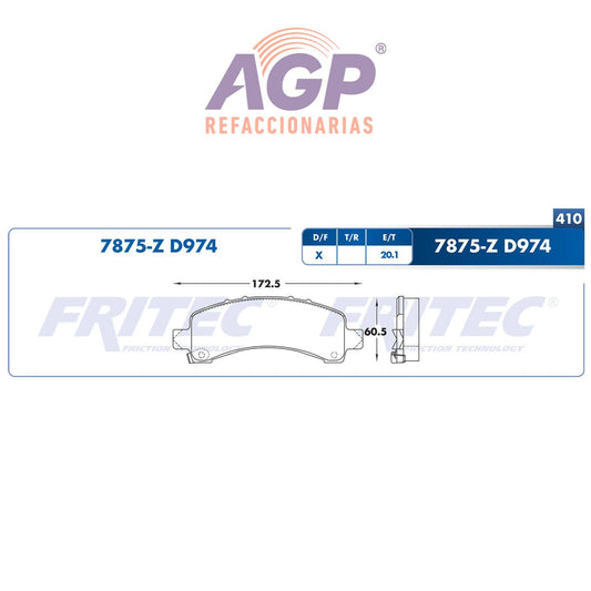 BALATA  TRASERA CHEVROLET TRUCK EXPRESS 2500 2003-2015, CHEVROLET TRUCK EXPR (FRI-SPC7875Z)