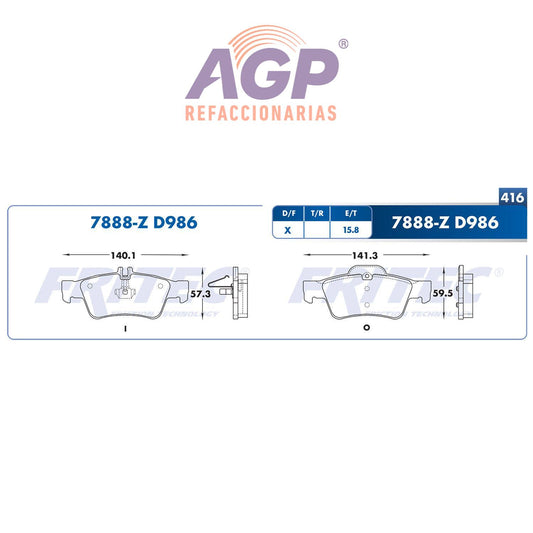 BALATA  TRASERA MERCEDES BENZ CL500 2000-2006, MERCEDES BENZ CLS500 2006-201 (FRI-SPC7888Z)