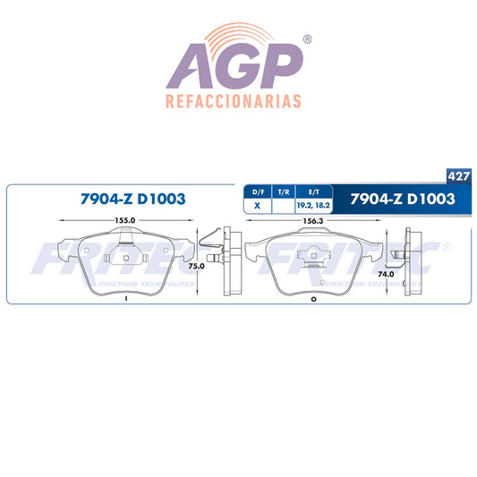 BALATA  DELANTERA VOLVO TRUCK XC90 2003-2009 (FRI-SPC7904Z)