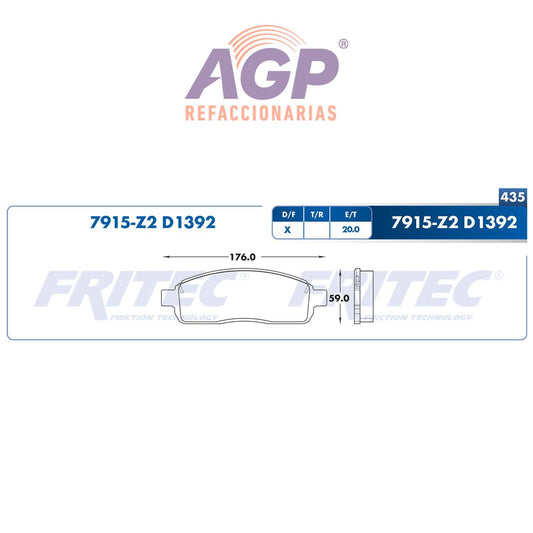 BALATA  DELANTERA FORD TRUCK F-150 2004-2008, FORD TRUCK F200 2007-2008, FORD  (FRI-SPC7915Z2)