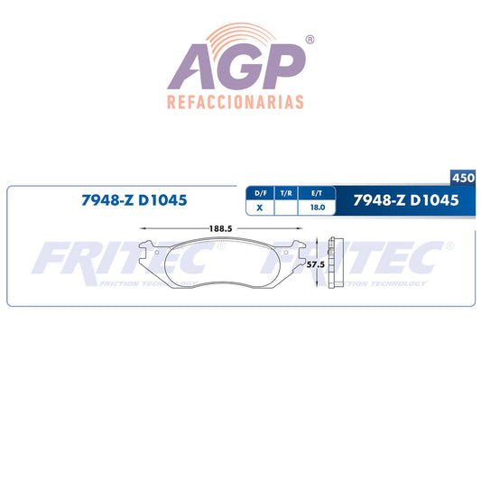 BALATA  DELANTERA FORD TRUCK E-150 2006-2007, E-150 ECONOLINE 2004-2005, E-250 (FRI-SPC7948Z)